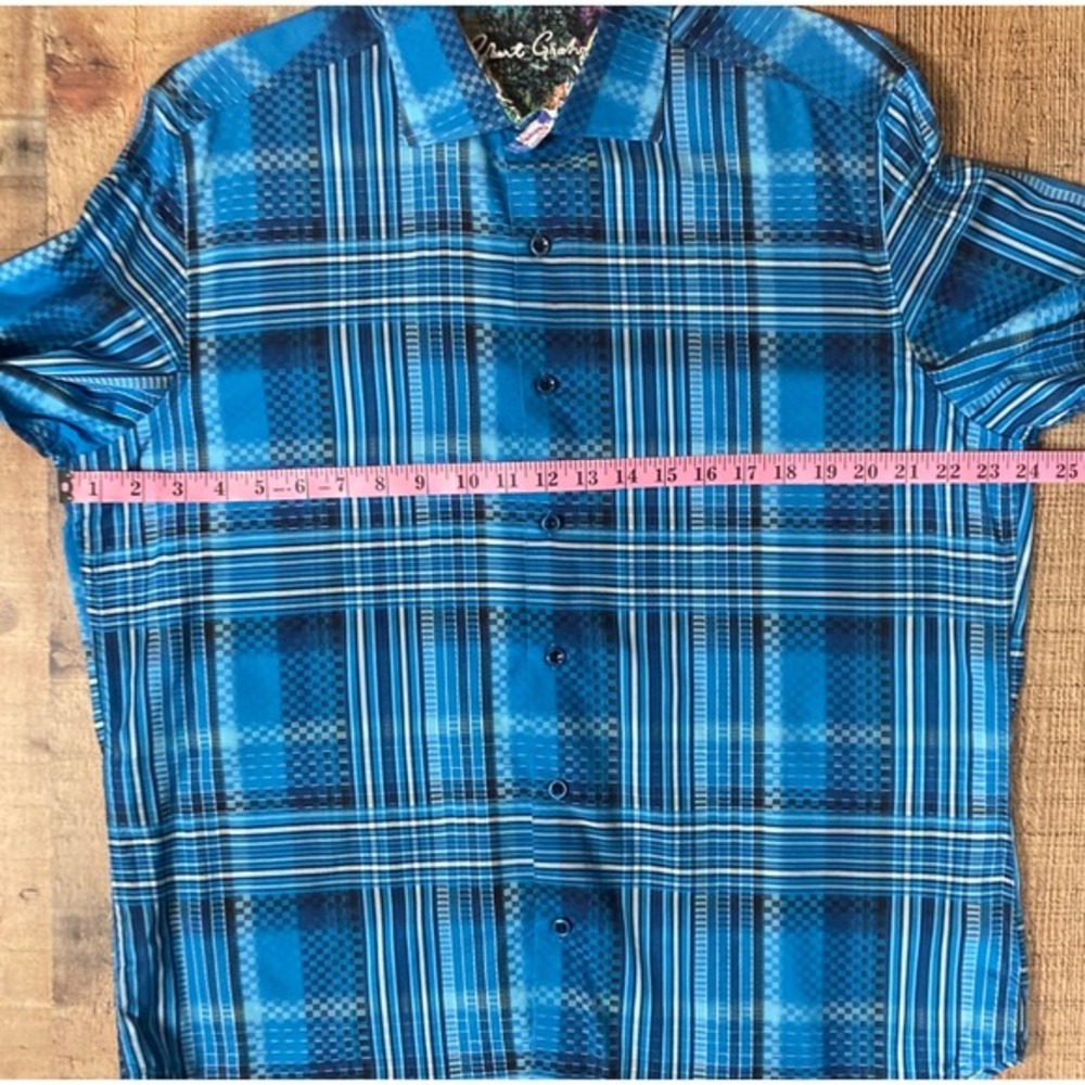 Robert Graham Mens Blue Plaid‎ Long Sleeve Button Down Shirt Classic Fit Large - Picture 6 of 9